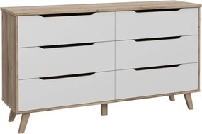 Komoda skandynawska z 6 szufladami Vankka 221, kolor dąb/biały