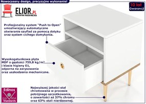 Biała nowoczesna szafka nocna glamour Azarox 5X