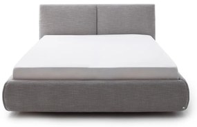 Szare tapicerowane łóżko dwuosobowe ze schowkiem i stelażem 180x200 cm Atesio – Meise Möbel