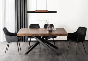 Industrialny stół rozkładany Hampton 160-240 cm, kolor dąb rustykalny/czarny