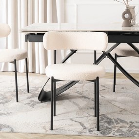 Zestaw Stół Rozkładany LUIGI 160-240 cm Biały Marmur/Czarny i 4 Krzesła TULSA Kremowe Nowoczesne