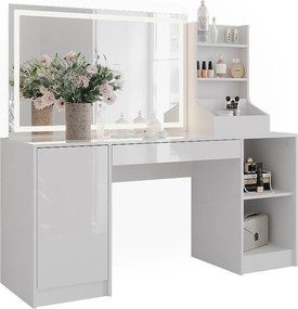 Stół toaletowy biały/biały wysoki połysk 158.2x50.1x76 sherry