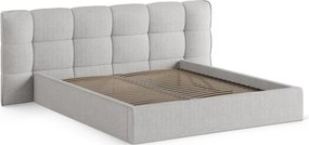 Szare tapicerowane łóżko dwuosobowe ze schowkiem ze stelażem 140x200 cm Eric – Micadoni