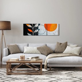 Obraz - Abstrakcja rośliny i słońca (z zegarem) (90x30 cm)
