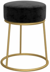 Aksamitny czarny taboret metalowy glamour - Viena 3X