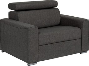 Fotel rozkładany typu express z szarej tkaniny - Posłanie na szerokich listwach 70 cm - Materac 14 cm VIZIR