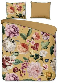 Pościel dwuosobowa z satyny bawełnianej w kolorze ochry 240x220 cm Fiori – Descanso