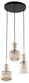 Żyrandol na lince SOPHIA 3xE14/10W/230V czarny/dymowy beż