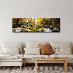 Obraz - Wodospady w jesiennym krajobrazie, żółty (170x50 cm)