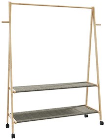 Bambusowy wieszak na kółkach z 2 półkami 132cm - Agno 4X