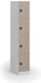 Szafka skrytkowa, 4 schowki, 1850 x 300 x 500 mm, demontaż, zamek RFID, drzwi beżowe