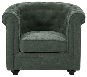 Fotel z zielonej  tkaniny CHESTERFIELD
