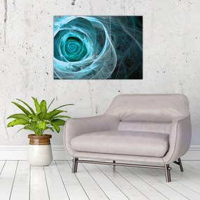 Obraz - Abstrakcyjny różowy niebieski z czarnym tłem (70x50 cm)