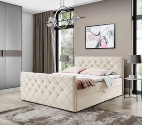 Jasnobeżowe łóżko kontynentalne z pojemnikiem 5 rozmiarów B1-S64
