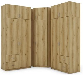 Szafa narożna z półkami i szufladami 189 x 240 cm – Dąb Grand Naturalny