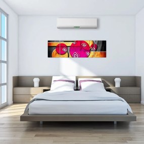 Abstrakcyjny obraz z historycznymi symbolami (170x50 cm)
