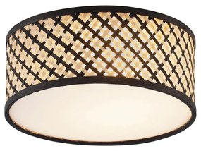 Orientalna lampa sufitowa z rattanu z czarnym wykończeniem 30cm - TremmoKolonialny Oswietlenie wewnetrzne