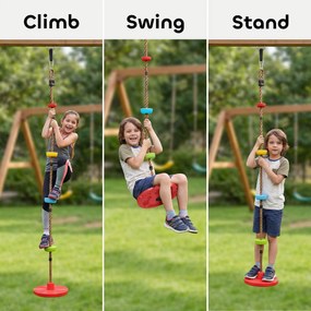 AIYAPLAY Ninja Line Zestaw Slackline dla Dzieci z Huśtawką, Platformami, Zestaw do Zabawy na Zewnątrz dla Dzieci w Wieku 3-8 lat, Czerwony | Aosom PL