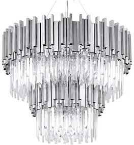 Illuminating Chrom Fall - żyrandol kaskadowy, kryształowy w kolorze srebrnym