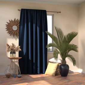 Ciemnoniebieska zaciemniająca zasłona termiczna 140x245 cm Pleat – Restilo