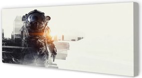 Fotoobraz na płótnie Postać na Tle Miasta