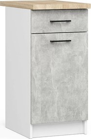 Szafka kuchenna AKORD S40 z blatem system OLIWIA Biała 40 cm 1 drzwi 1 szuflada kolor Beton mat 2 półki 40x46x85 cm