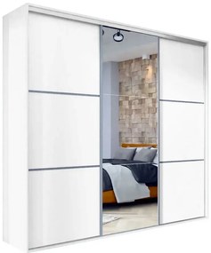 Biała przesuwna szafa z lustrem 275 cm - Estori 6X