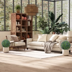 HOMCOM Zestaw 2 Sztucznych Drzewek, Sztuczne Drzewka Lawendowe, Szpilki Do Gruntu, Odporność na UV