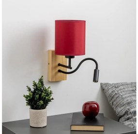 Brilagi-LED Kinkiet NUBILA WOOD 1xE27/25W/230V+LED/3W dąb/pompej. czerwień