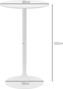 HOMCOM Okrągły stolik barowy biały stół kuchenny do salonu i jadalni stalowy Ø60 x 102 cm | Aosom PL