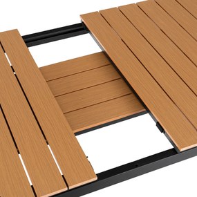 Zestaw Mebli Ogrodowych Stół ARGOS 160-260 cm Dąb/Czarny i 8x Fotel FRESNO Czarny Technorattan Nowoczesny