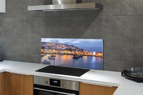 Szklany Panel Nocny Port ze Statkiem