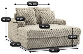 Fotel Wypoczynkowy Sofa KOBEL Beżowy Pluszowy Nowoczesny