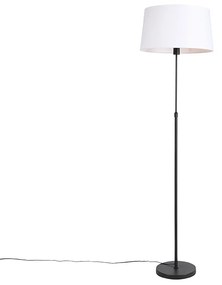 Lampa podłogowa czarna z białym abażurem lnianym 45 cm regulowana - Parte