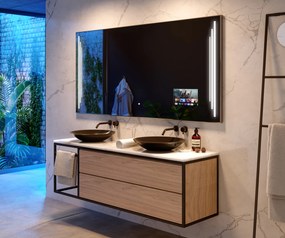 Lustro LED L27 podświetlane z wyborem barwy led, do skonfigurowania rozmiar i kolor ramy, możliwości lustra z głośnikiem i włącznikiem podświetlenia