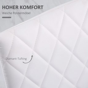 HOMCOM Krzesła do jadalni w zestawie 4 szt., krzesło kuchenne z oparciem, ekoskóra, krzesło do salonu z poduszką pod stopy, krzesła, krzesło tapicerowane z metalowymi nogami do stołu, biały