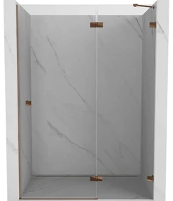 Mexen Lunar drzwi prysznicowe uchylne prawe 135 cm, transparent, różowe złoto - 834-135-000-60-00-P