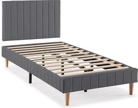 Kolumnowy stelaż + zagłówek Eris 90x190 cm Szary ciemny