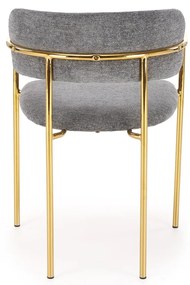 Krzesło Jadalniane Popielaty, K537 Tkanina RAVEN, Złoty Chrom, Glamour
