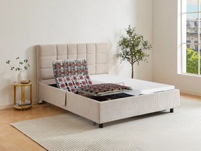 Łóżko elektryczne relaksacyjne dekoracyjne płytkowe + materac z pamięcią kształtu - 2 x 70 x 190 cm - Tkanina - Beżowy - EREGA marki YSMÉE