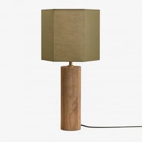 Lampa Stołowa Z Drewna Mango Carolina Drewno Mango & Sage Green Ø30 Cm Tenerife - Sklum