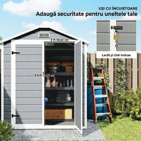 Outsunny Metalowy szop ogrodowy, zamykany na klucz, podwójne drzwi, okno, rama aluminiowa, 1,80 x 1,30 x 2,10 m, Szary