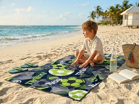 Ręcznik plażowy szybkoschnący GOAL kolorowy 70 x 140 cm, 100% mikrofibra