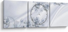 Obraz - kwiatowy wzór (z zegarem) (90x30 cm)