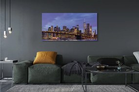 Obraz canvas na ścianę Zachód Słońca nad Wodą i Mostem