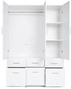 Szafa 5-drzwiowa z 6 szufladami - szer. 228 cm - Biały + Nadstawki - BELOMY