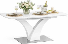 Biały rozkładany stół ze szklanym blatem P4-L14