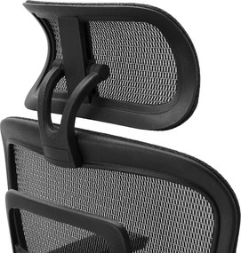Fotel biurowy siatkowy Ergomix z zagłówkiem, zgodny z normą BHP
