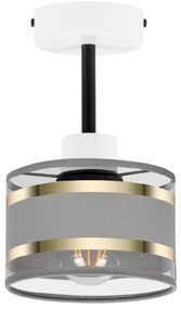 Lampa sufitowa biała jednopunktowy spot z szarym abażurem T-1010WE-GR