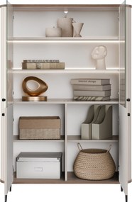 Witryna Vesper 103 cm czterodrzwiowa - kaszmir / orzech / czarne nogi